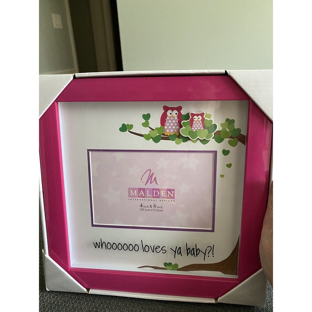 NIB - Malden Frame Pink with Owls “whooooo loves ya baby?” Baby Shower Gift